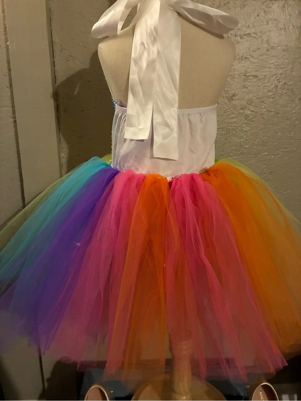 Girls Rainbow Unicorn Tutu Costume Dress - Multicolor